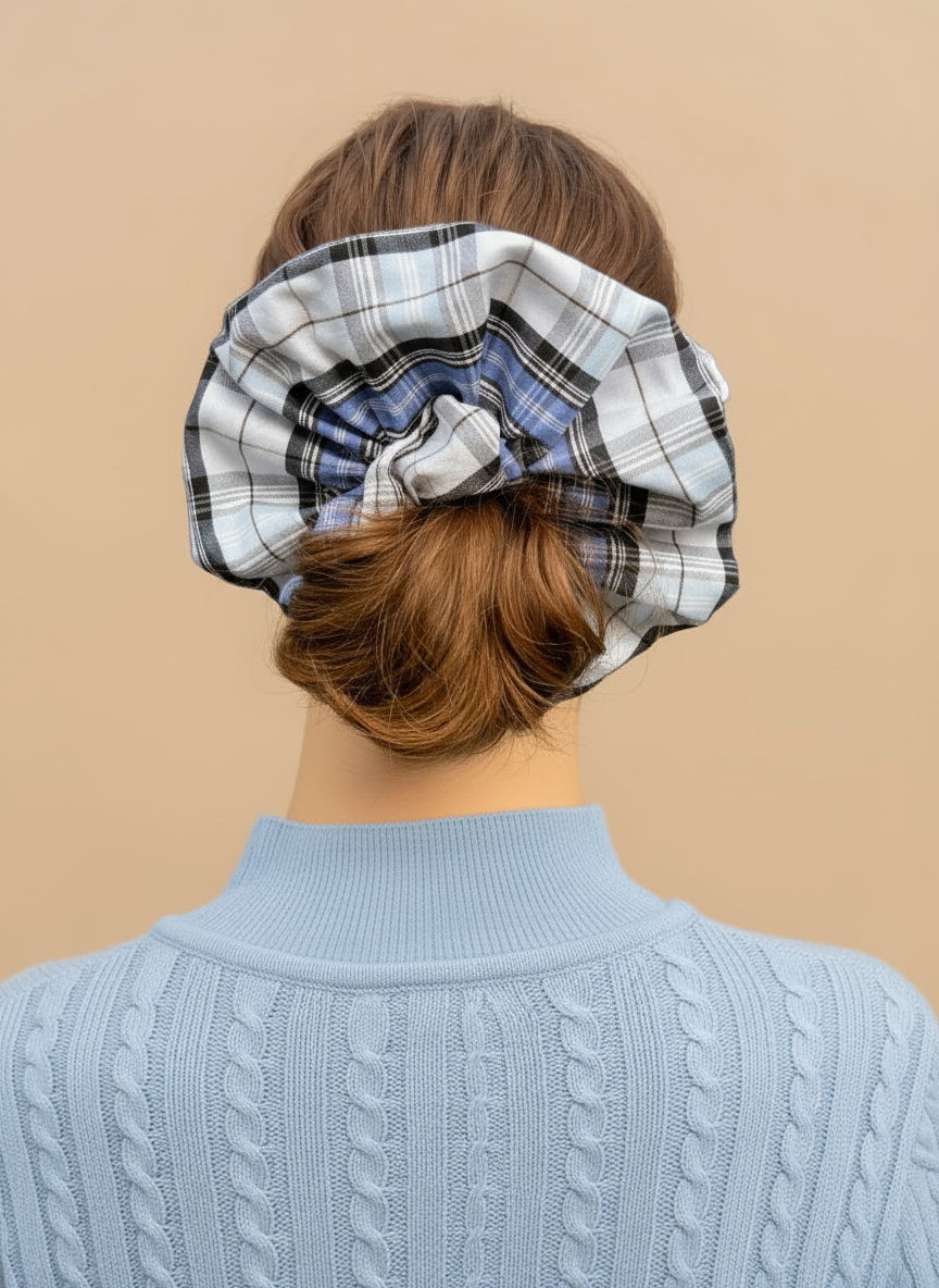 XL Blue Gingham Scrunchies
