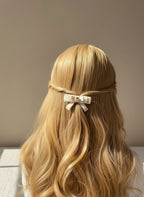 Audrey Color block Polkadots Lace Flat Bow