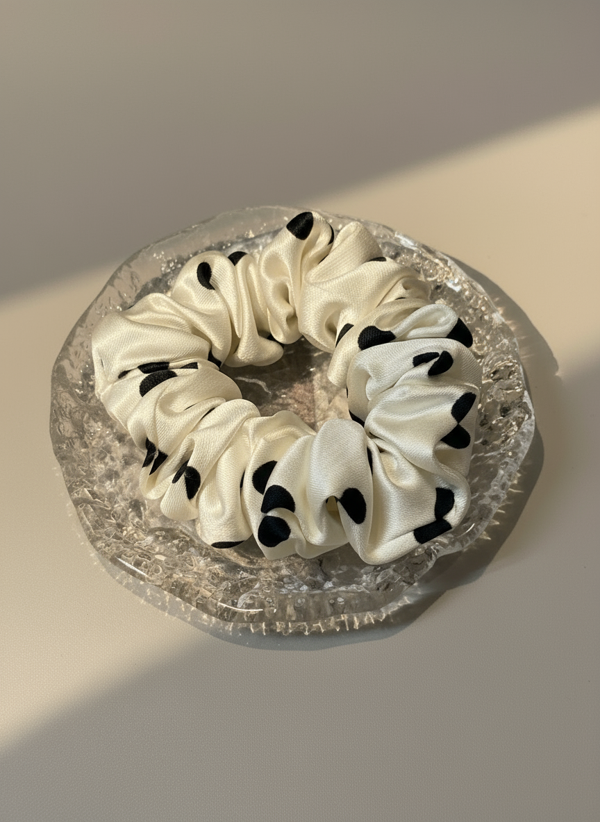 Small Dahlia Polka Mulberry Silk Scrunchies