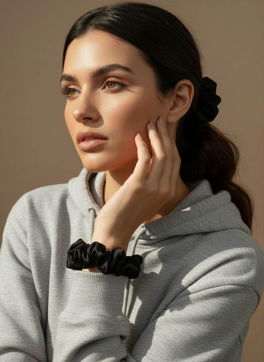 Medium Dahlia Mulberry Silk Scrunchies