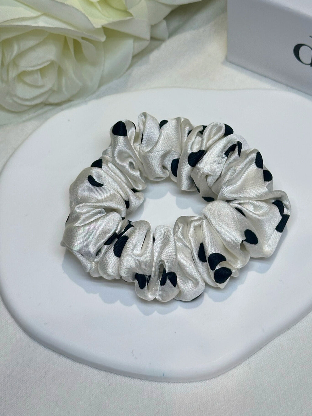 Small Dahlia Polka Mulberry Silk Scrunchies