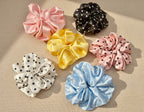 Large Dahlia Polka Mulberry Silk Scrunchies