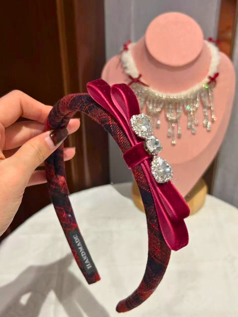Scarlet Tartan Bow Hairband