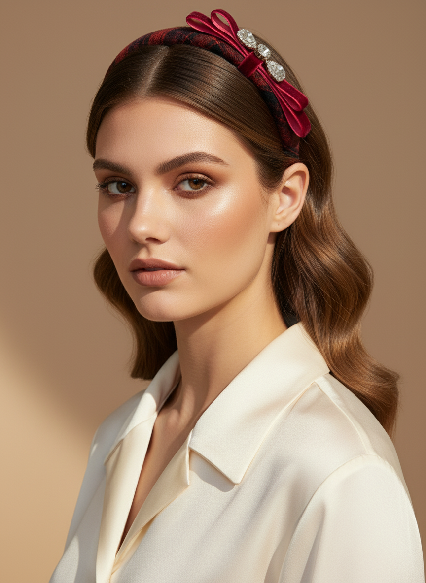 Scarlet Tartan Bow Hairband