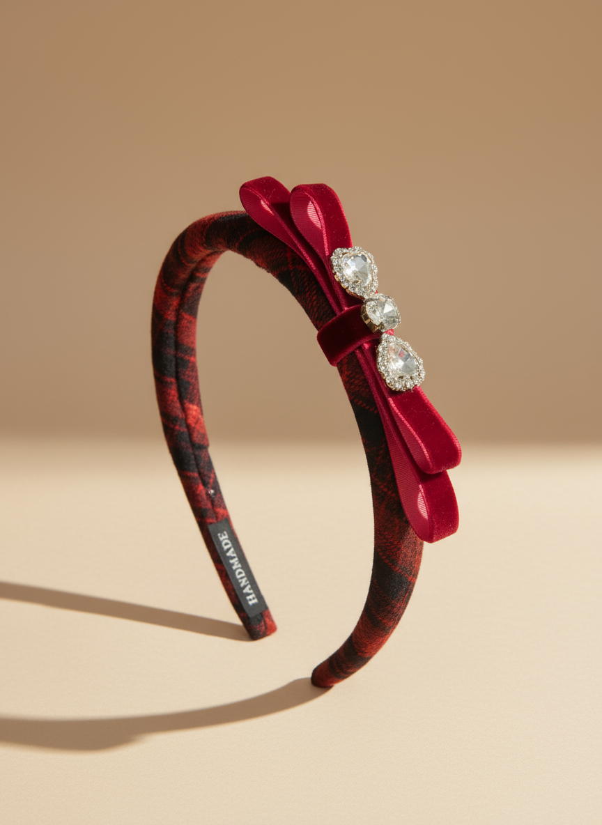 Scarlet Tartan Bow Hairband