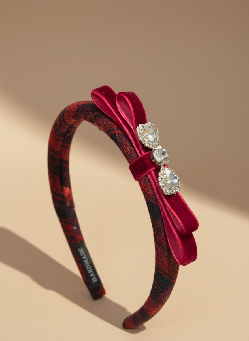 Scarlet Tartan Bow Hairband