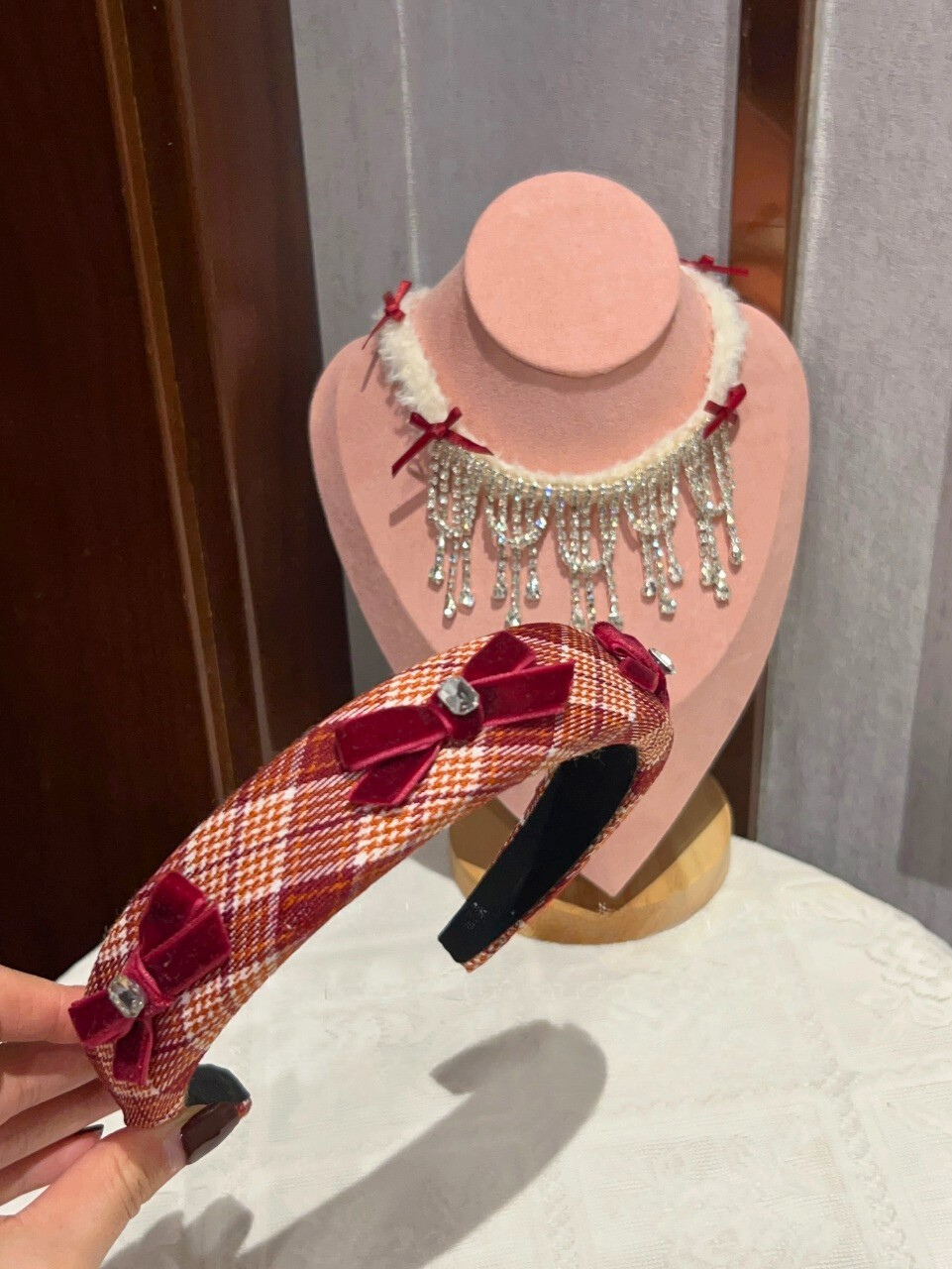 Nicole Plaid Velvet Hairband