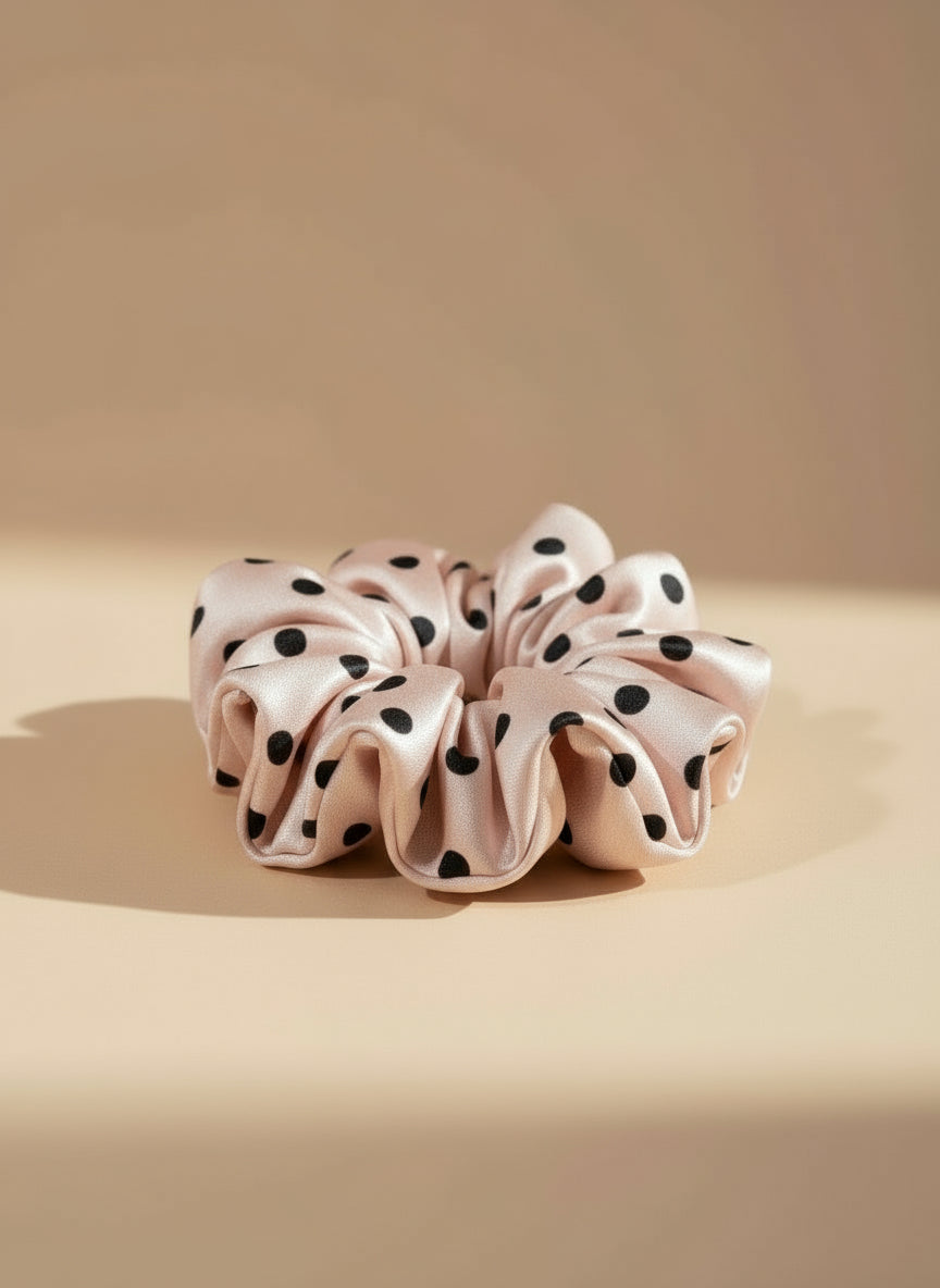 Large Dahlia Polka Mulberry Silk Scrunchies