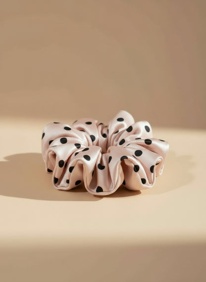 Large Dahlia Polka Mulberry Silk Scrunchies