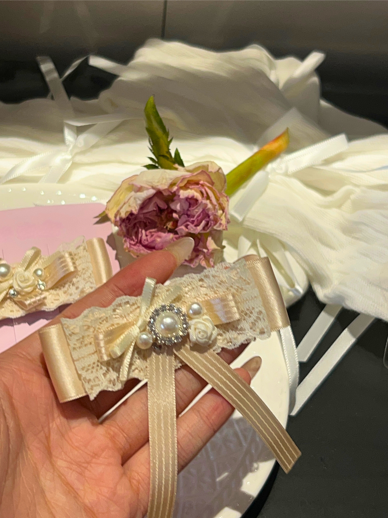 Celeste Fleur Layered Flat Bow