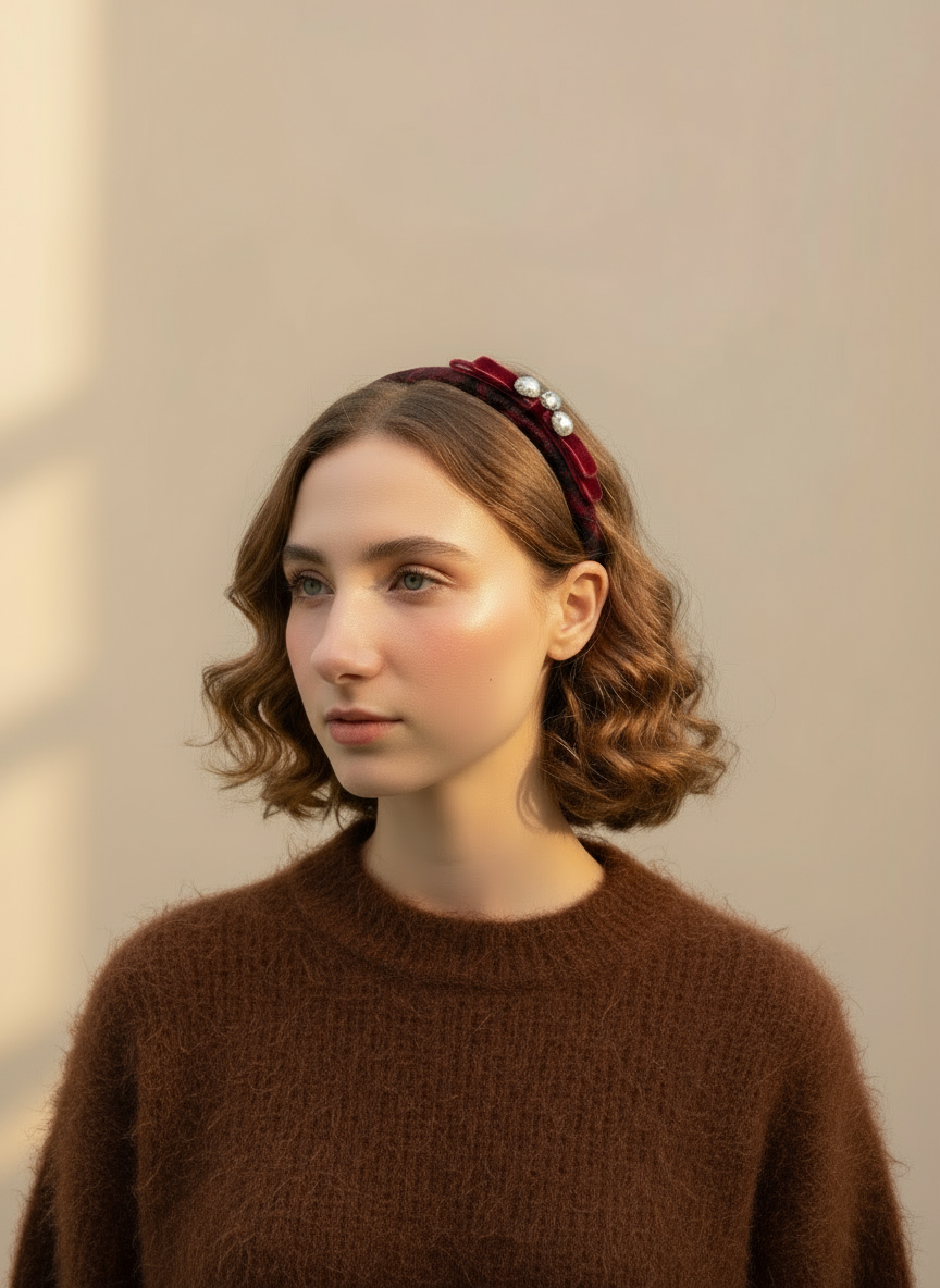 Scarlet Tartan Bow Hairband