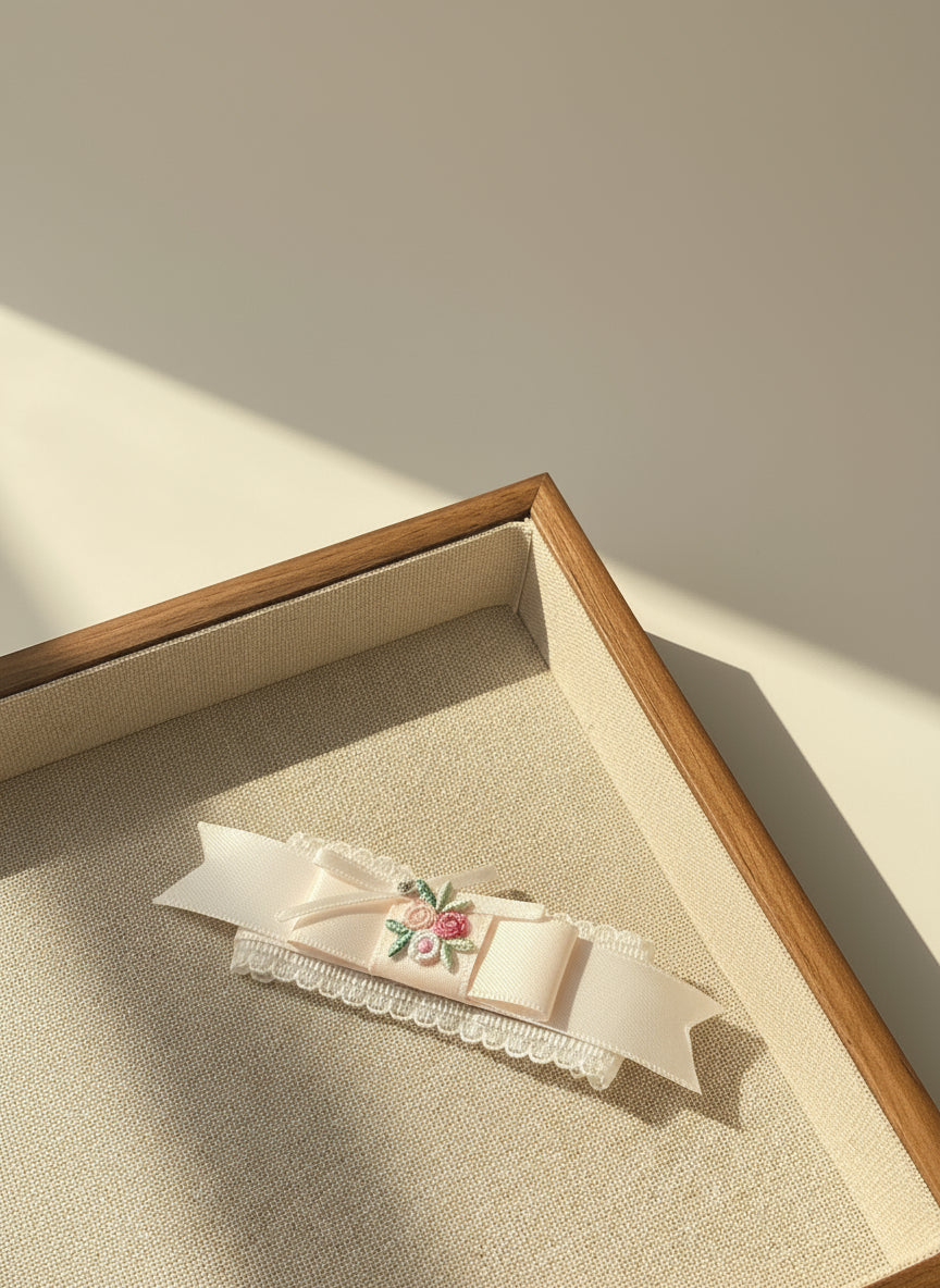 Hibiscus Embroidery Lace Flat Bow