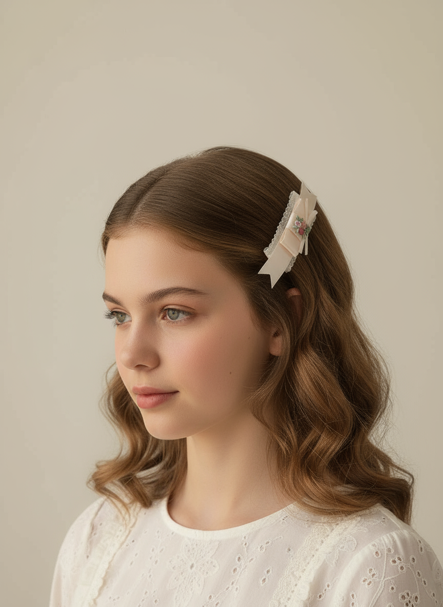 Hibiscus Embroidery Lace Flat Bow