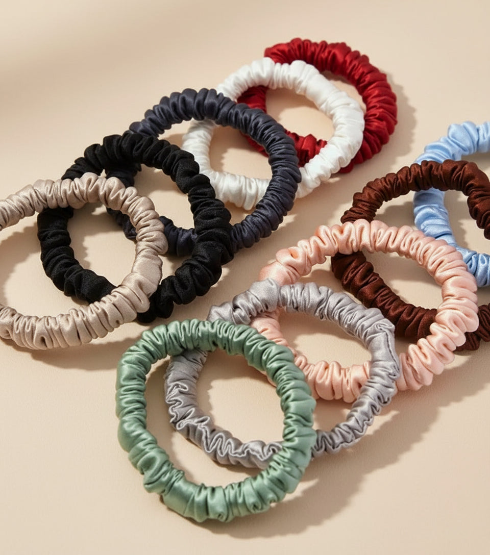 XS Dahlia mulberry Silk Scrunchies