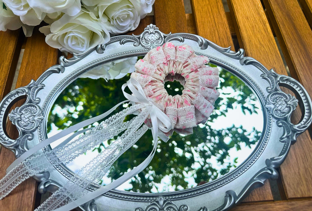 Laced Floral Scrunchies with Ribbon Bow