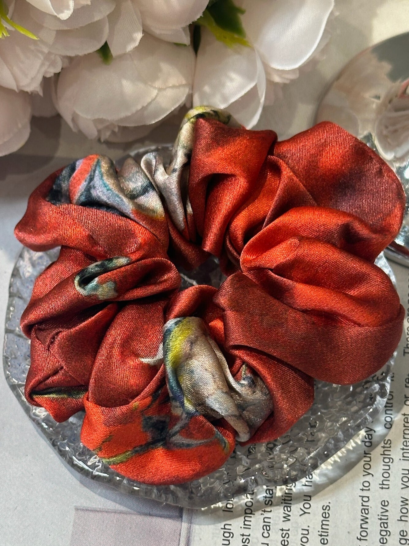 Medium Dahlia Mulberry Silk Scrunchies