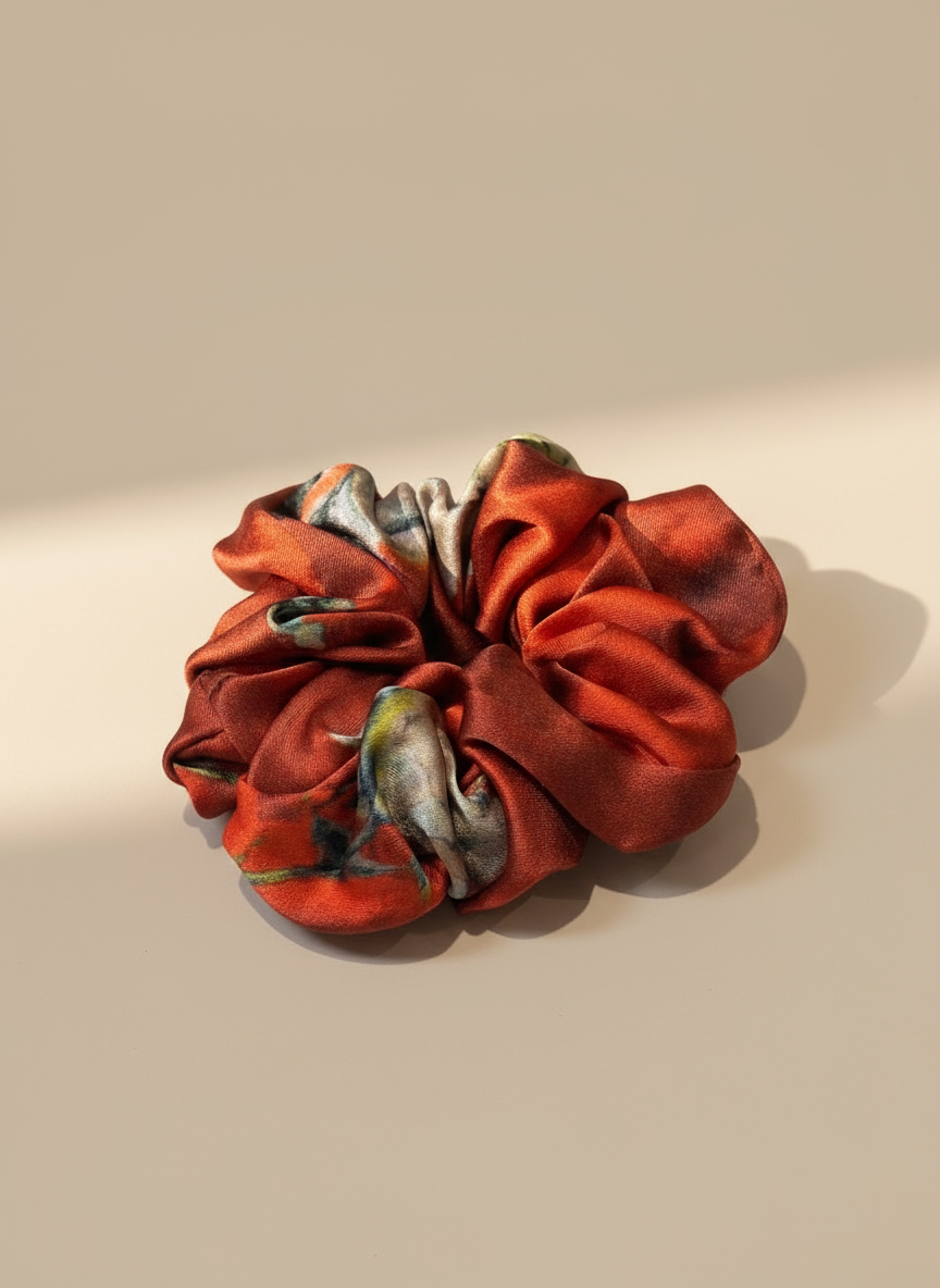 Medium Dahlia Mulberry Silk Scrunchies