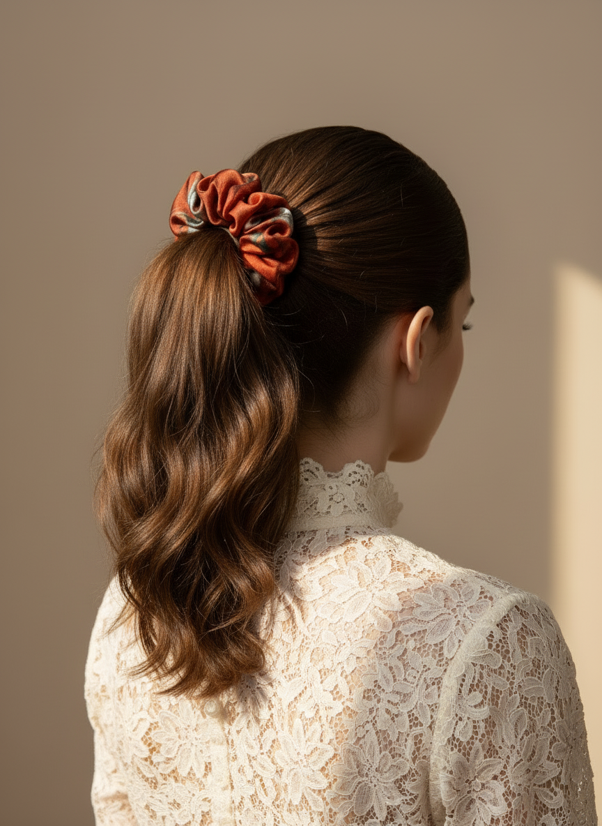 Medium Dahlia Mulberry Silk Scrunchies