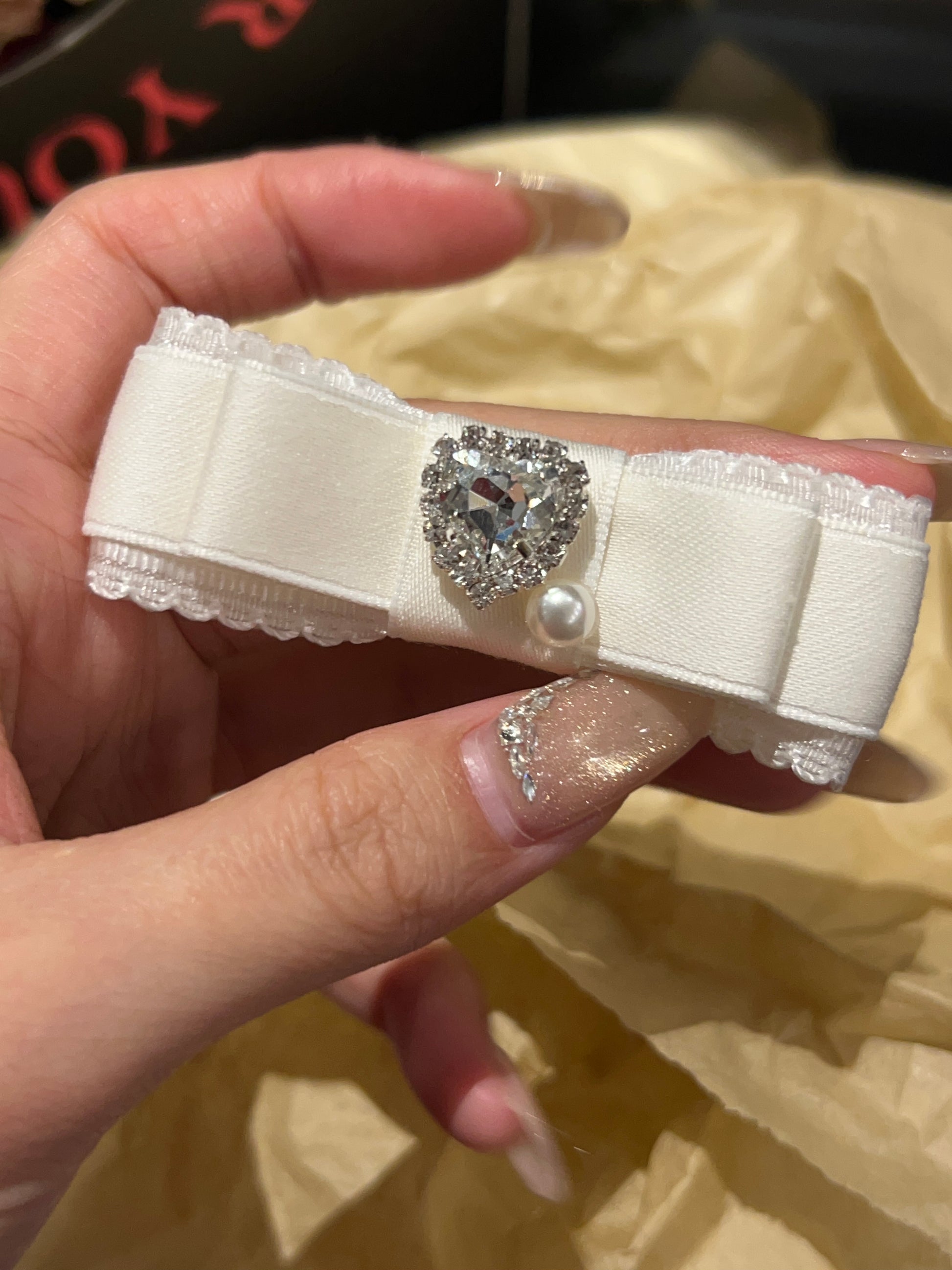 Candice Bejewelled Heart Flat Bow