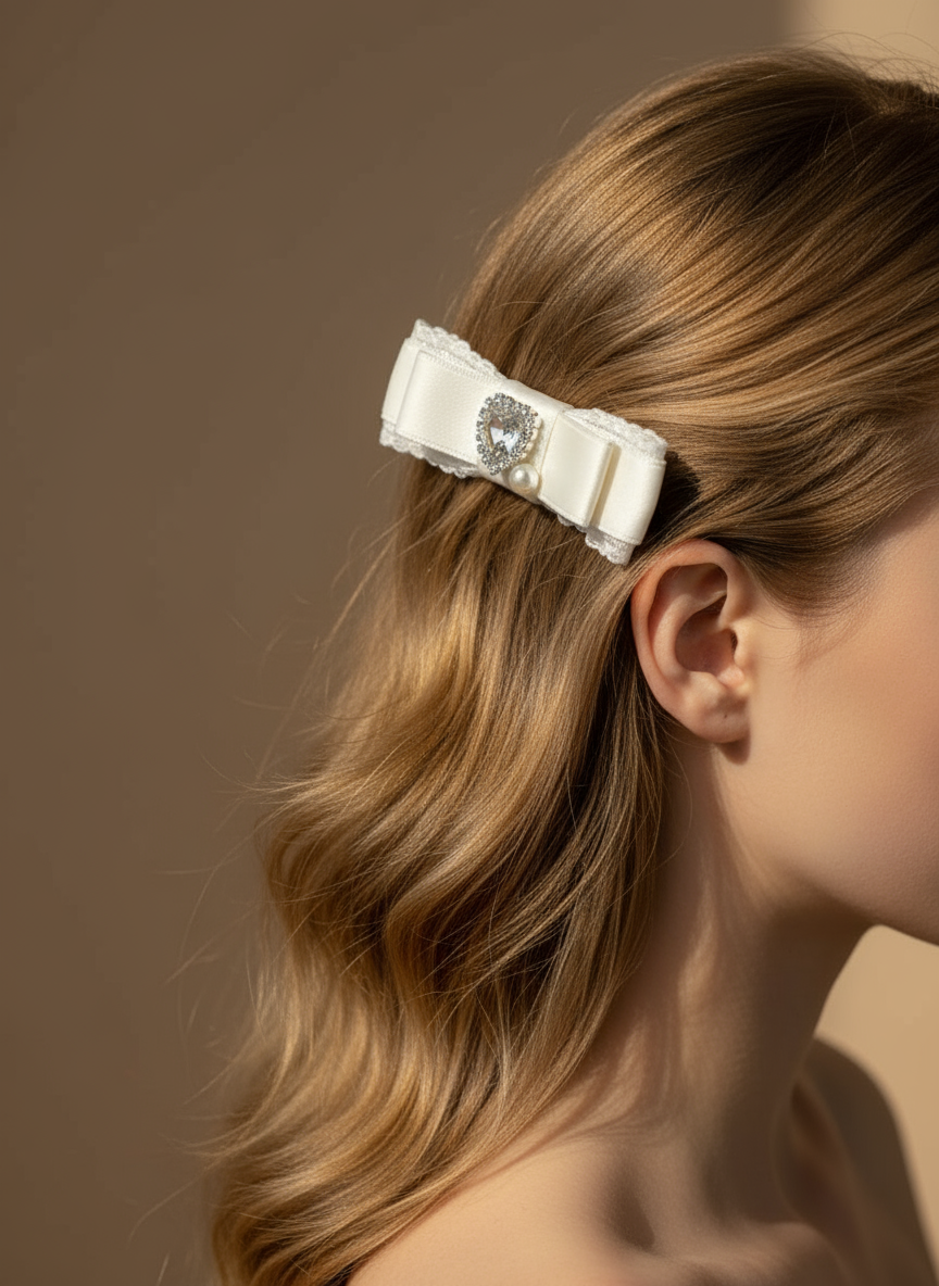 Candice Bejewelled Heart Flat Bow