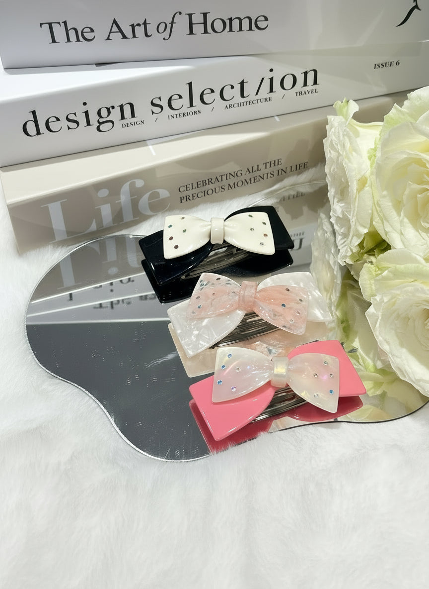 Bejewelled Double Bow Hair Clip