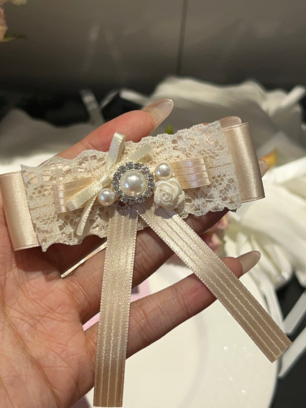 Celeste Fleur Layered Flat Bow