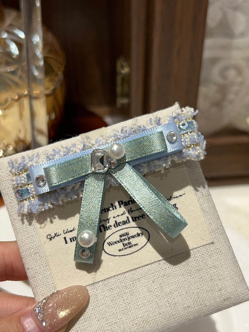 Ophidia Tweed Bejewelled Flat Bow
