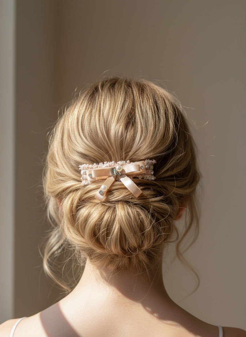 Ophidia Tweed Bejewelled Flat Bow