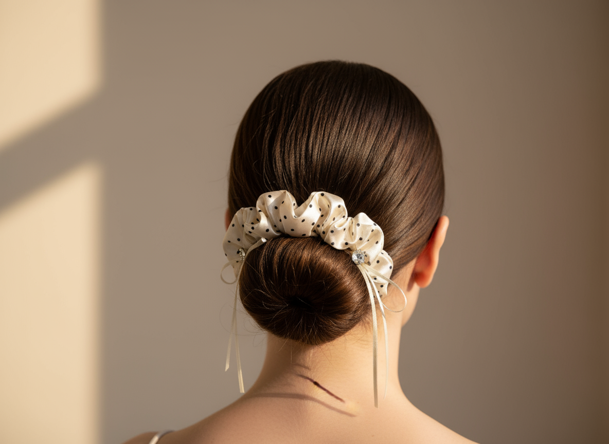 Laurie Polka Dot Satin Scrunchies