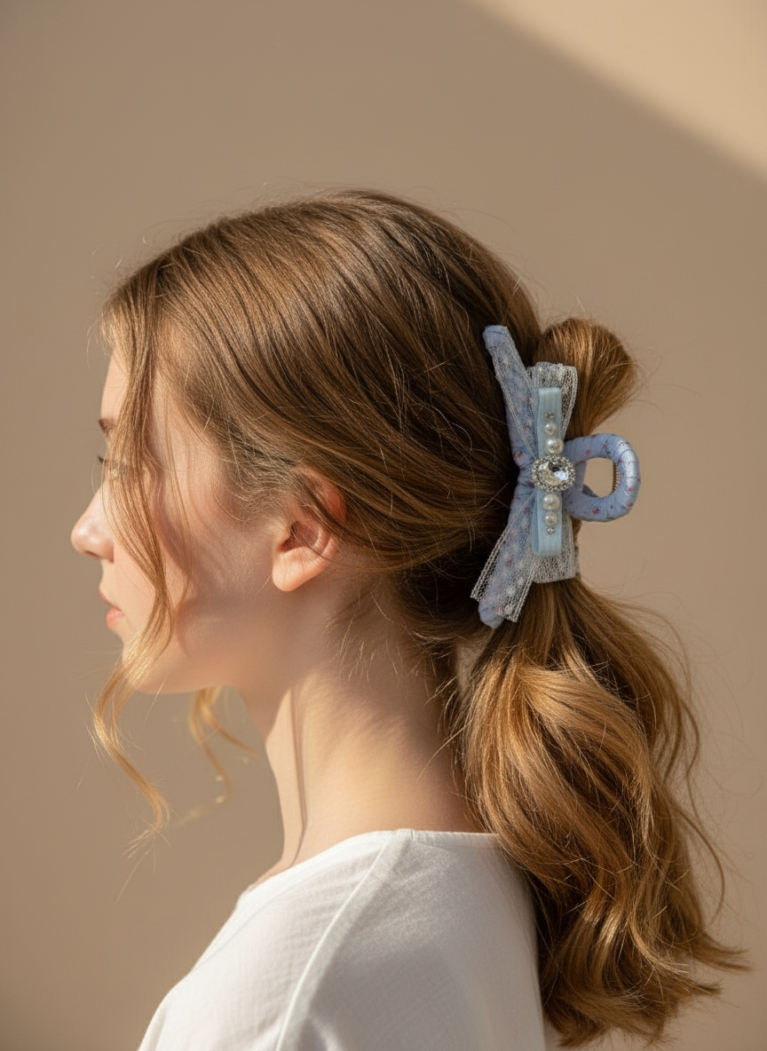 Pince à cheveux Jessie en dentelle florale ornée de bijoux