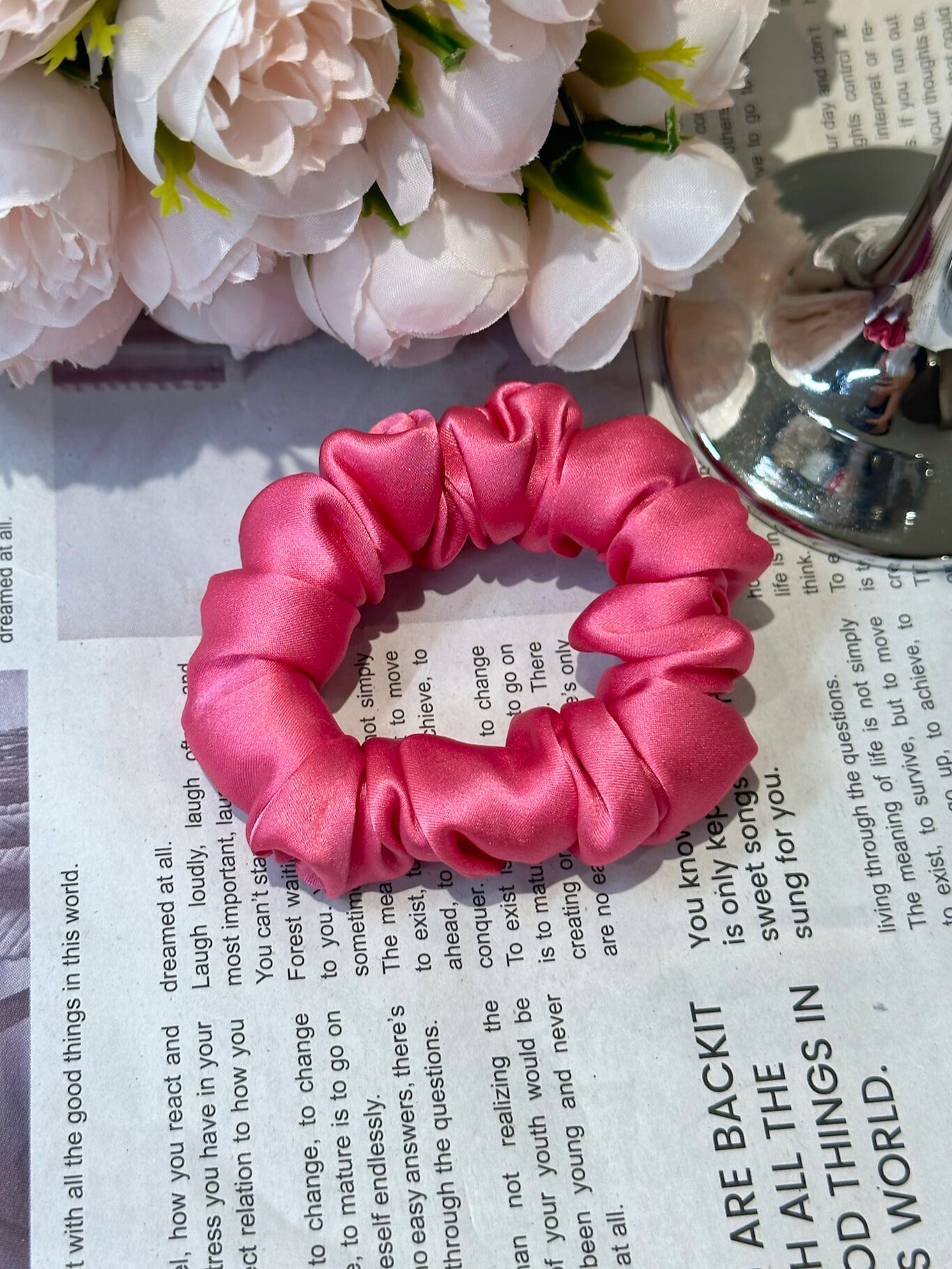 Small Dahlia Mulberry Silk Scrunchies