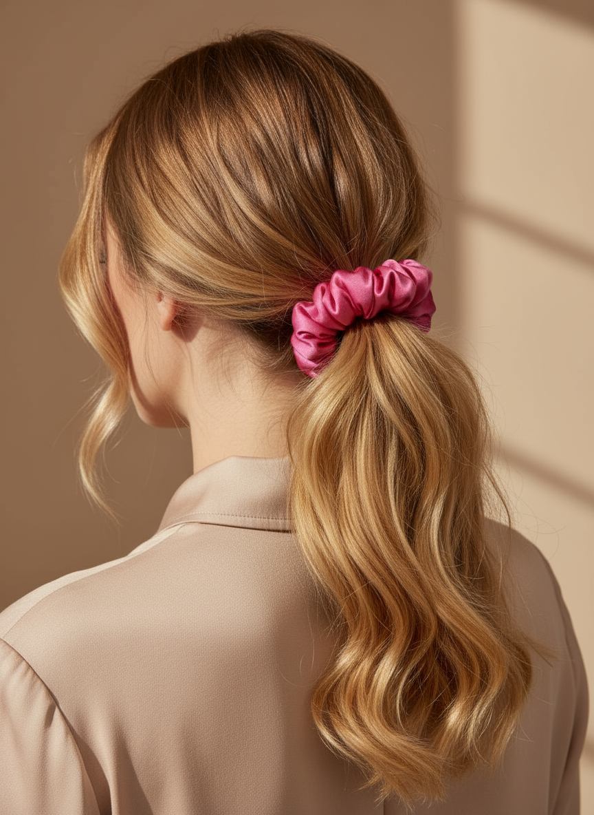 Small Dahlia Mulberry Silk Scrunchies