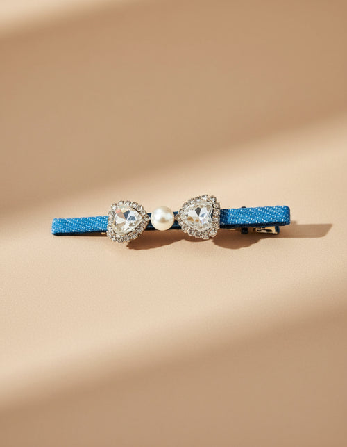Denim Swarovski Hair Clip