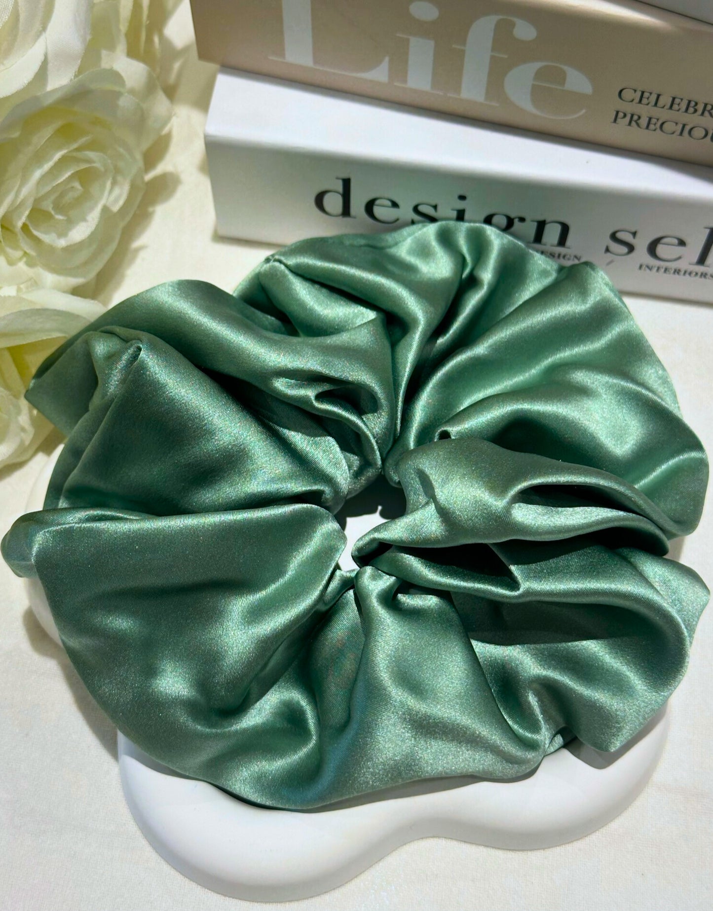 X-Large Dahlia Mulberry Silk Scrunchies