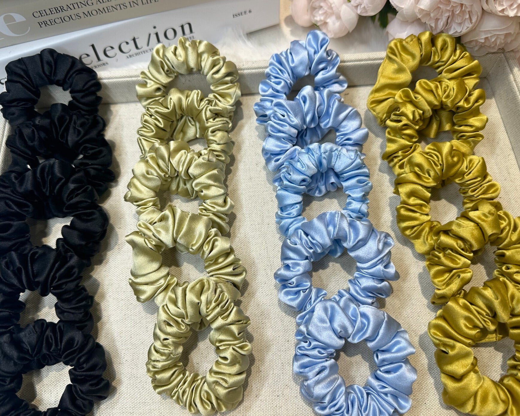 Small Dahlia Mulberry Silk Scrunchies