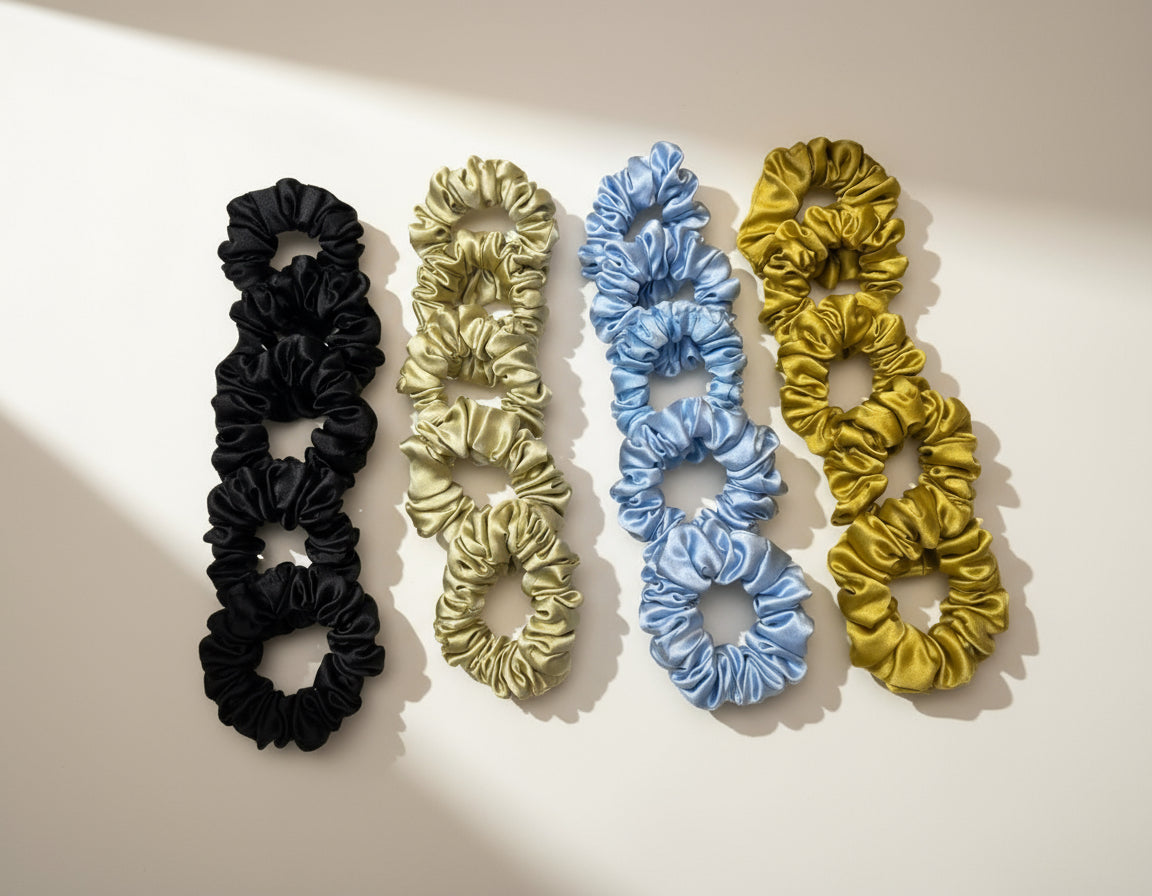 Small Dahlia Mulberry Silk Scrunchies