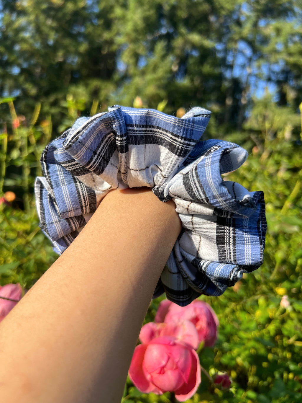 XL Blue Gingham Scrunchies