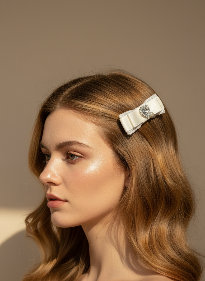 Candice Bejewelled Heart Flat Bow