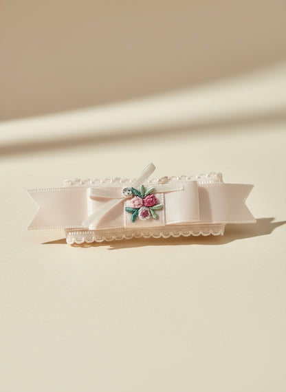 Hibiscus Embroidery Lace Flat Bow