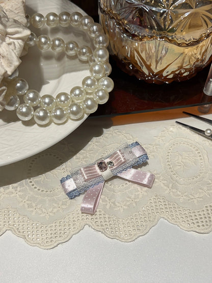 Audrey Color block Polkadots Dentelle Nœud plat