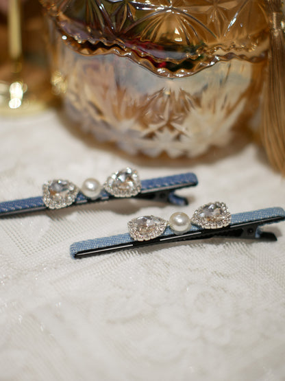 Pince à cheveux en jean Swarovski