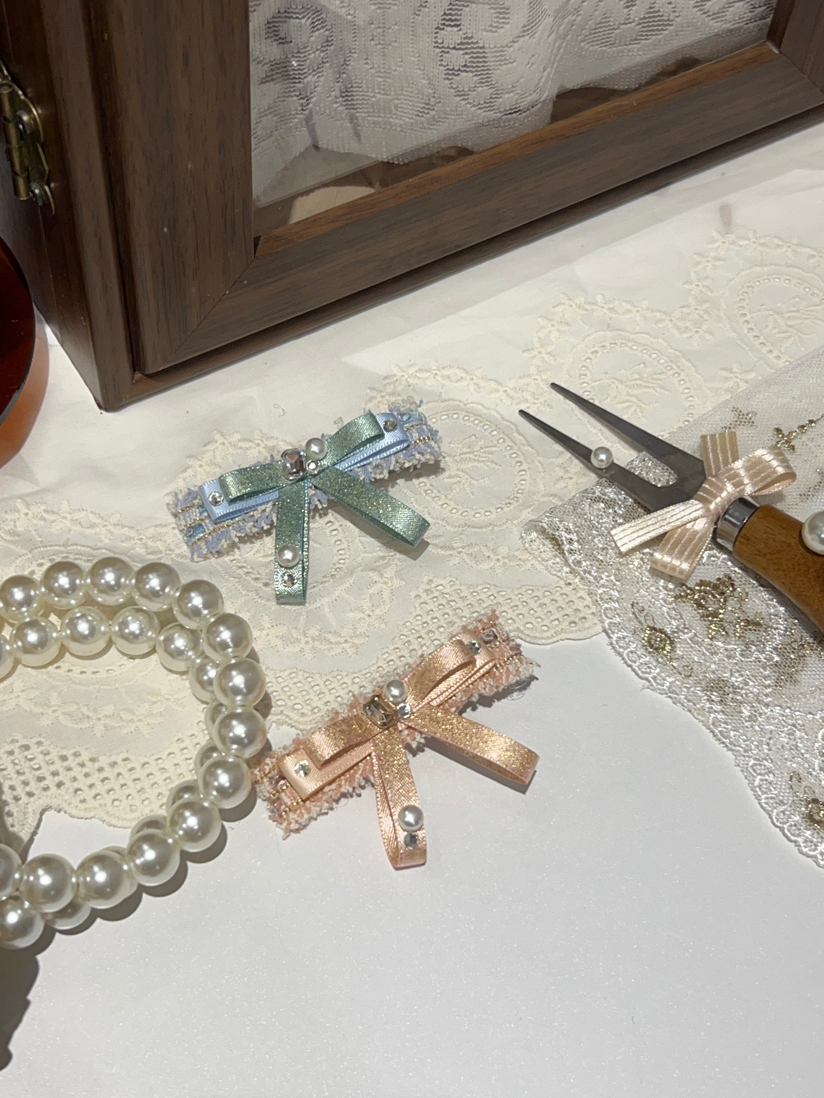 Ophidia Tweed Bejewelled Flat Bow