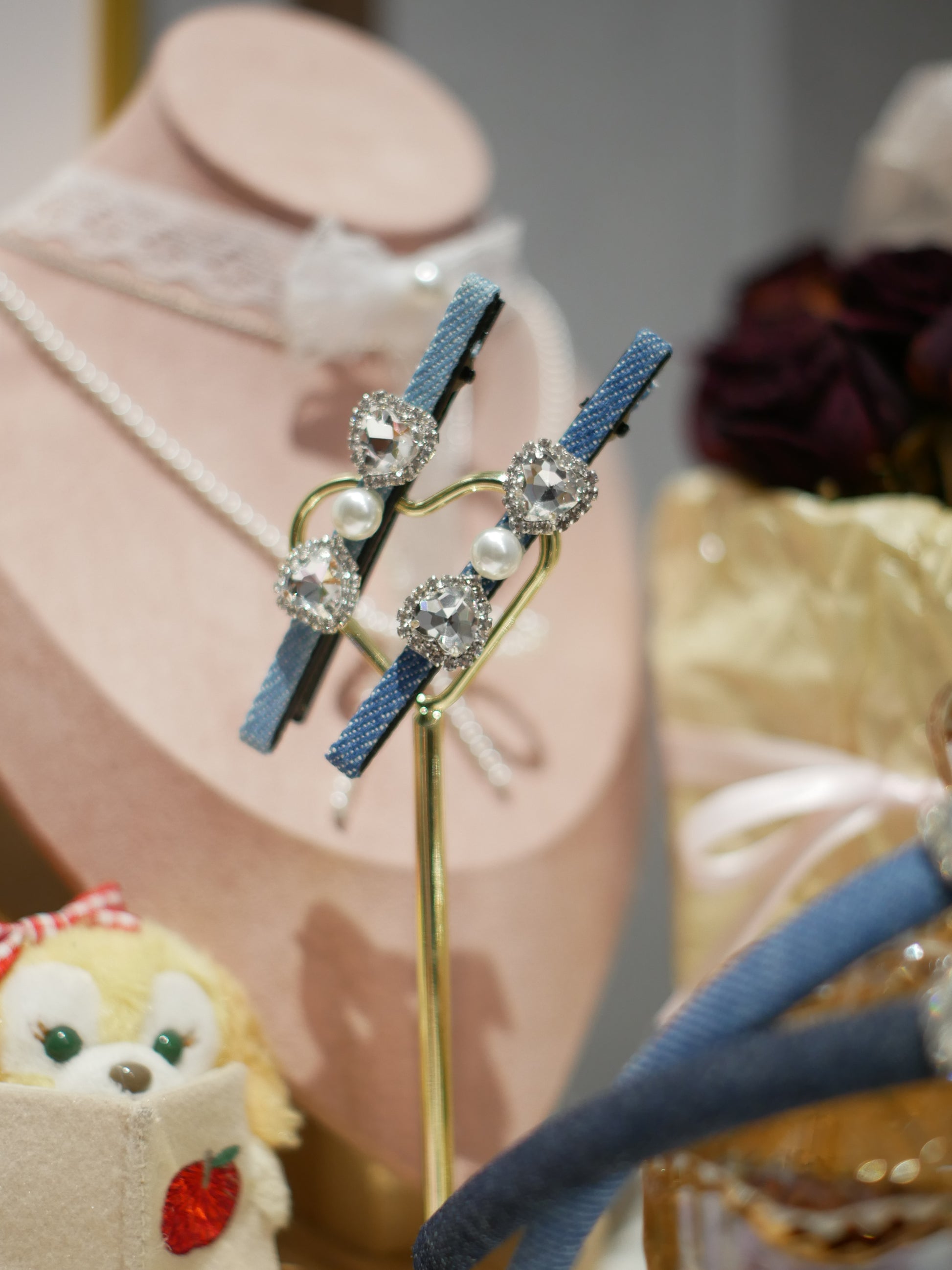 Pince à cheveux en jean Swarovski