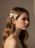 Audrey Color block Polkadots Lace Flat Bow