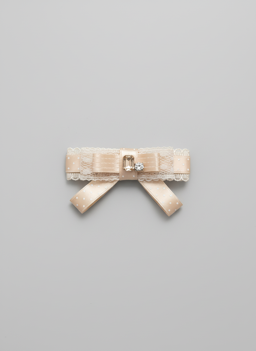 Audrey Color block Polkadots Lace Flat Bow