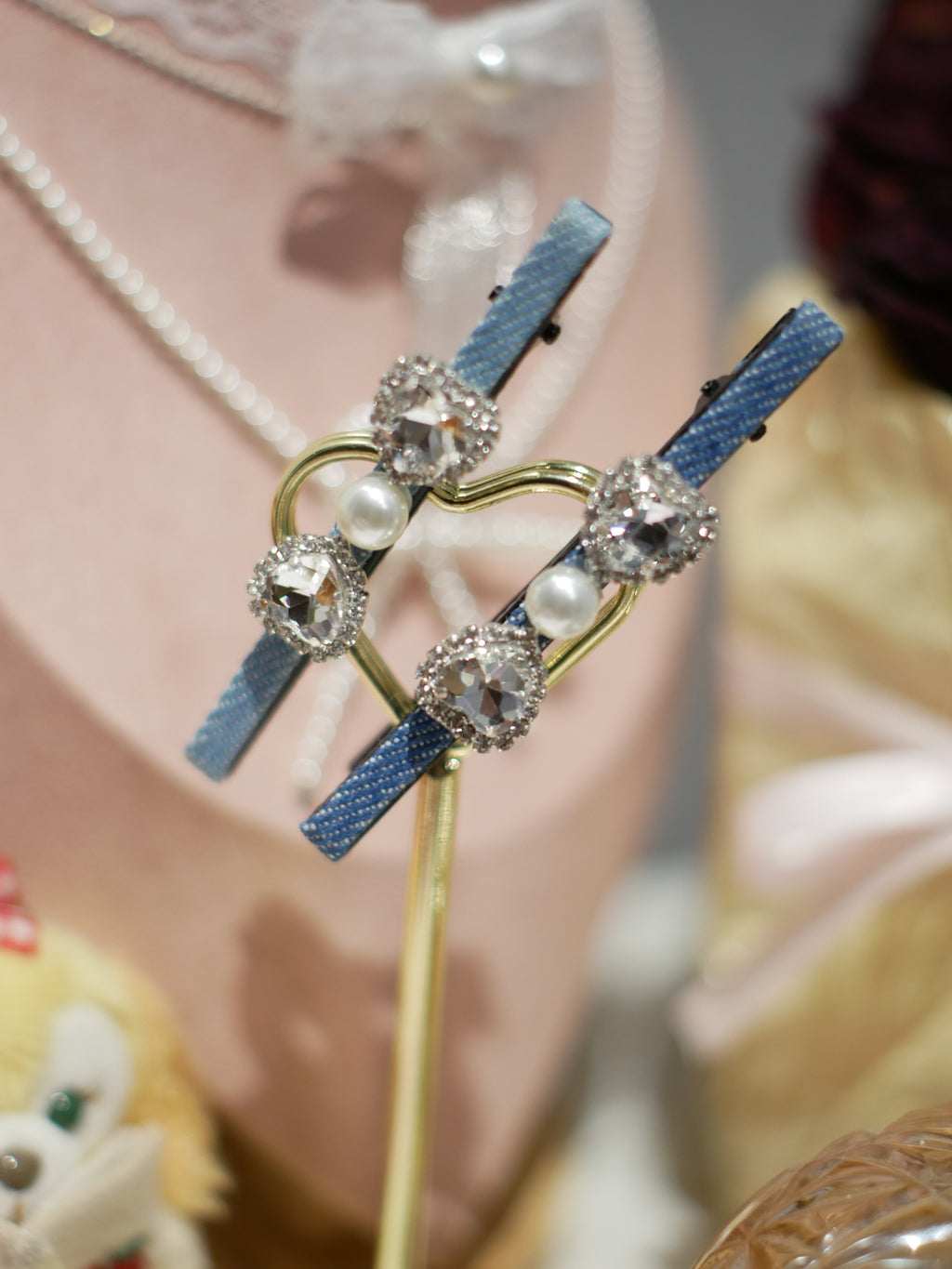 Pince à cheveux en jean Swarovski