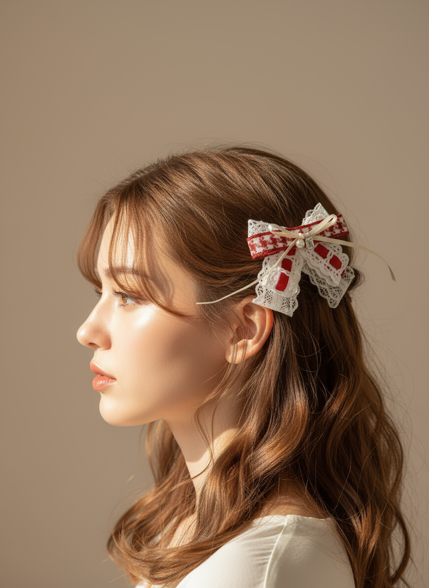 Faye Houndstooth Lace Sailor Bow