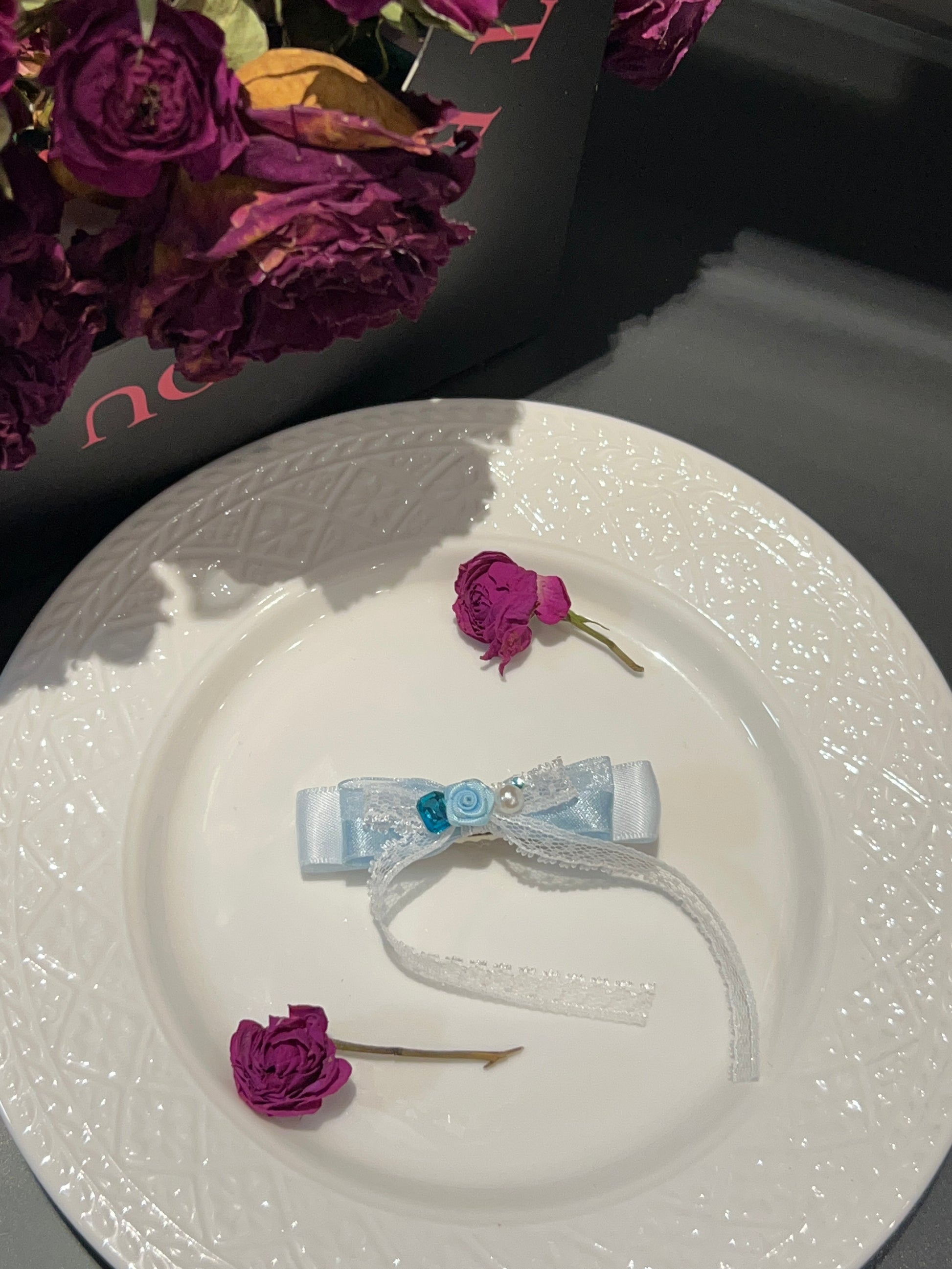 Evelyn Aqua Fleur Laced Bow