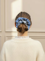 Large Blue Gingham Scrunchies