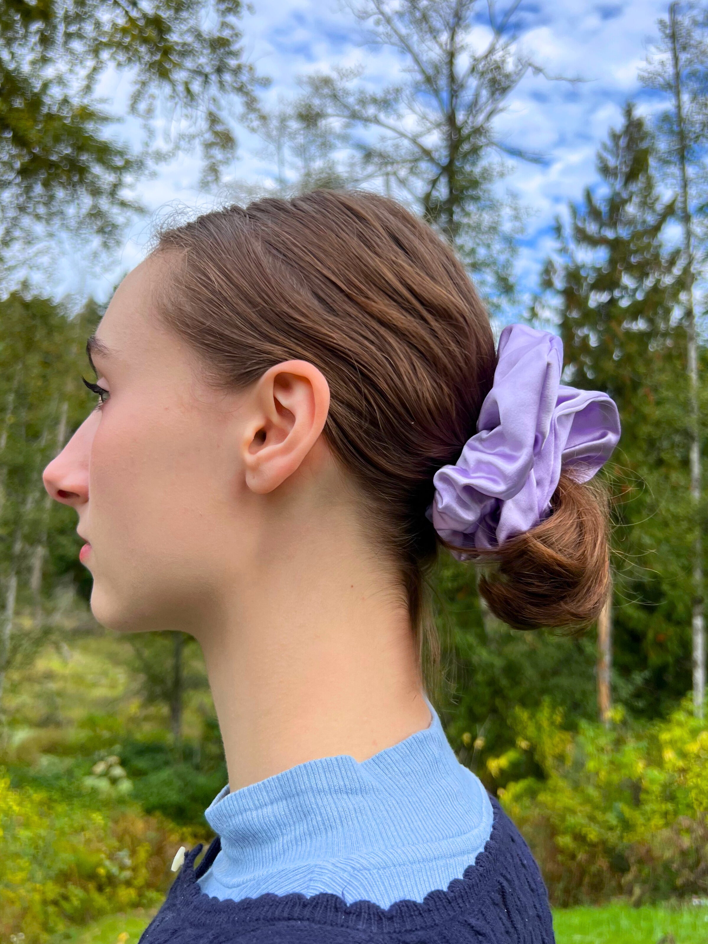 X-Large Dahlia Mulberry Silk Scrunchies